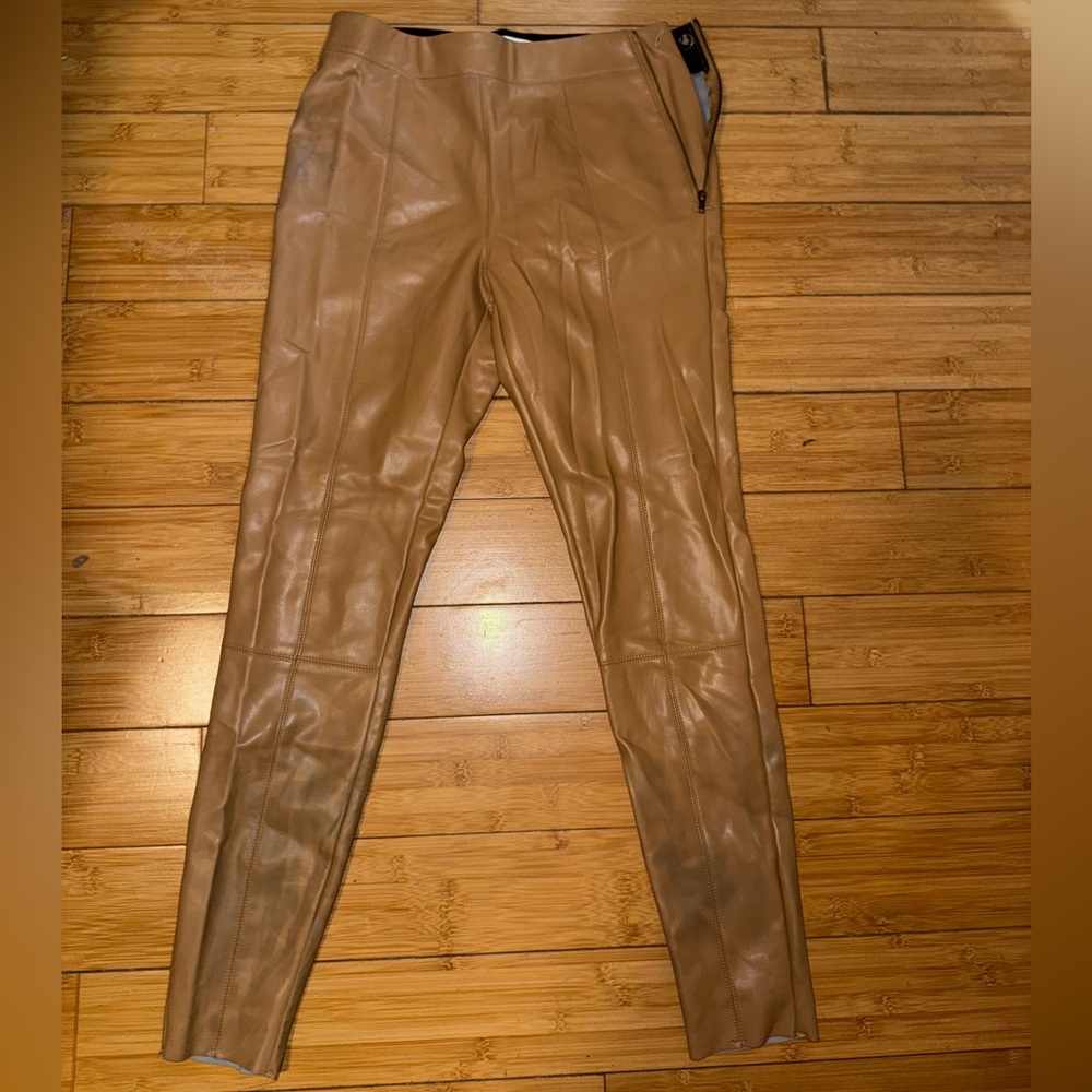 Topshop Men's Camel Leather Pants